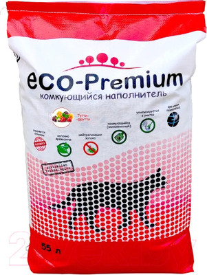 Наполнитель для туалета Eco-Premium Тутти-Фрутти (55л, 20.2кг)