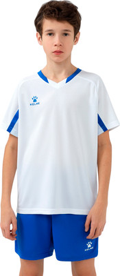 Футбольная форма Kelme Short-Sleeved Football Suit / 8251ZB3002-100 (р.120, белый/синий)