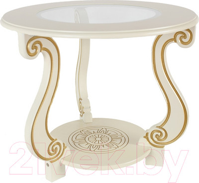 Журнальный столик Мебелик Грация С (слоновая кость/золото)