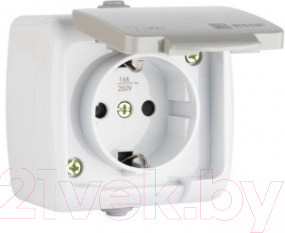 Розетка EKF Мурманск-1 16А IP54 с защитными шторками и крышкой / EFR16-029-3 (серый)