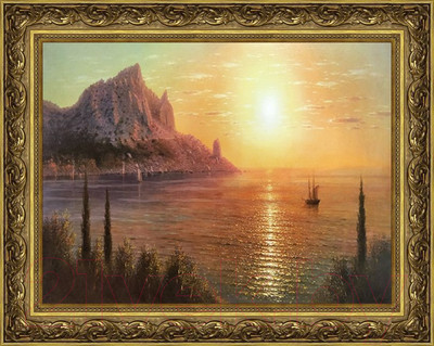 Картина Декарт Море и горы на закате 8Л3448 (в раме)