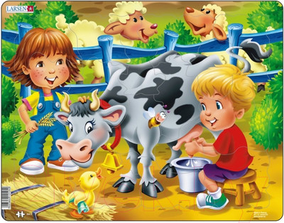 Пазл LARSEN Дети на ферме. Корова BM5