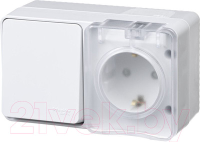 Блок выключатель+розетка Systeme (Schneider) Electric AtlasDesign Profi54 ATN540170