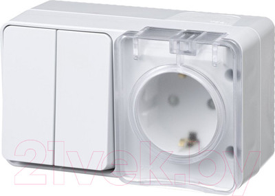 Блок выключатель+розетка Systeme (Schneider) Electric AtlasDesign Profi54 ATN540174