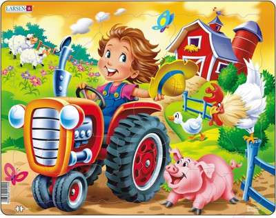 Пазл LARSEN Дети на ферме. Трактор BM7