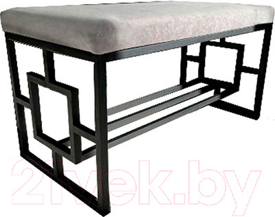 Банкетка Home Loft БА 3 с полкой для обуви (серый велюр/черный металл)