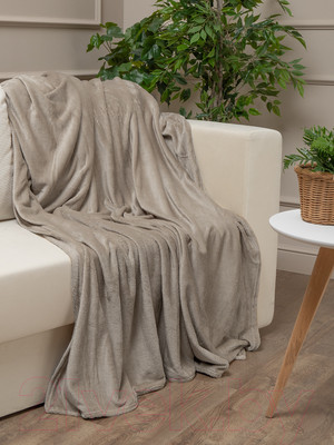 Плед TexRepublic Absolute Однотонный Фланель 140x200 / 37029 (серый-бежевый)