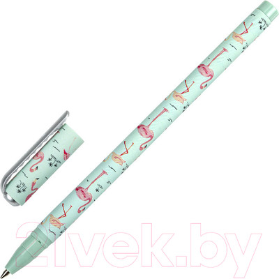 Ручка шариковая Brauberg Soft Touch Stick Flamingo / 143705 (синий)