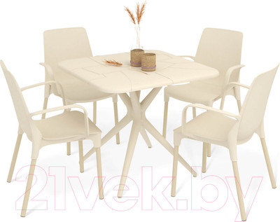 Комплект садовой мебели Sheffilton SHT-DS202 (бежевый/ваниль)