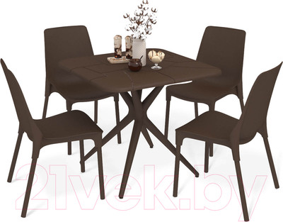 Комплект садовой мебели Sheffilton SHT-DS206 (коричневый/коричневый муар)