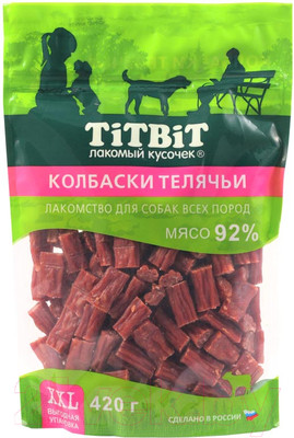 Лакомство для собак TiTBiT Колбаски телячьи / 24317 (XXL выгодная упаковка, 420г)