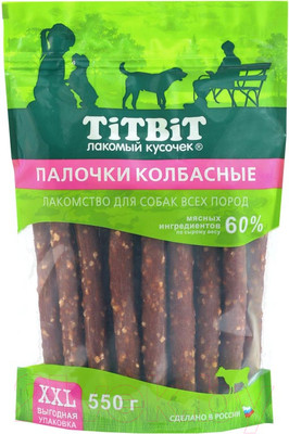 Лакомство для собак TiTBiT Палочки колбасные / 24348 (XXL выгодная упаковка, 550г)