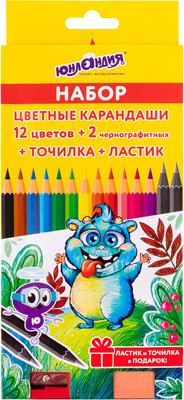 Набор цветных карандашей Юнландия Монстрик / 181690 (12цв)
