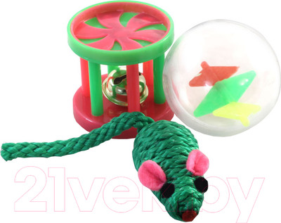Набор игрушек для кошек Triol XW7006 / 22181054 (мяч, мышь, барабан)