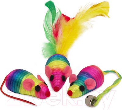 Набор игрушек для кошек Triol XW7015 / 22141030 (3 радужные мыши)