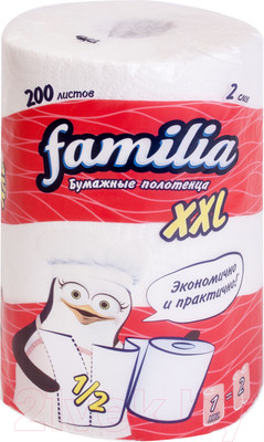 Бумажные полотенца FAMILIA Белые двухслойные XXL (1рул)