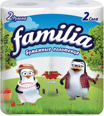 Бумажные полотенца FAMILIA Белые двухслойные (2рул)