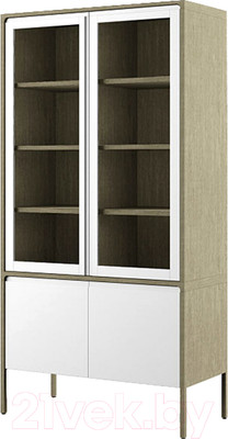 Шкаф с витриной Молодечномебель Хитроу D4 / ВМФ-1661 (серый агат/БА)