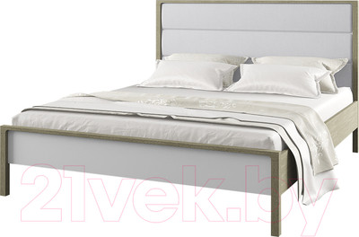 Двуспальная кровать Молодечномебель Хитроу 180 с осн. Verona 01 White / ВМФ-1670.1 (серый агат/БА)