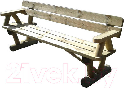 Скамья садовая Массив-Древ L200 2000x600xH810 (с подлокотниками)