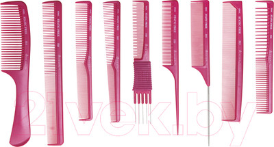 Набор расчесок Dewal В черном чехле CO-9-RED (9шт, красный)