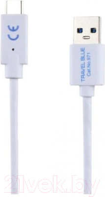 Зарядный кабель Travel Blue USB Type-C Cable / 971_WHT (белый)
