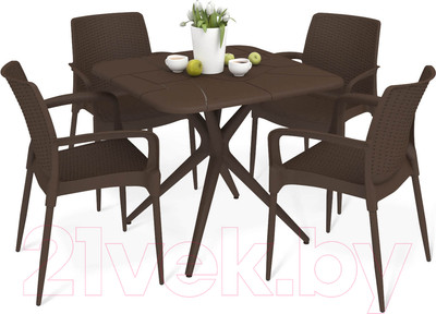 Обеденная группа Sheffilton SHT-DS213 (коричневый/темный орех)