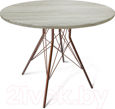 Обеденный стол Sheffilton SHT-TU2-1/90 МДФ (медный металлик/дуб верона белый)