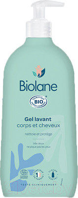 Средство для купания Biolane Органический гель для очищения тела и волос (500мл)