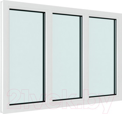 Окно ПВХ Brusbox Деленное на 3 части глухое 3 стекла (1400x2100x70)