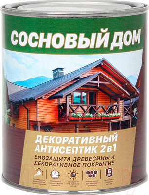 Защитно-декоративный состав Сосновый дом Красное дерево (800мл)