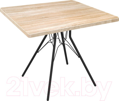 Обеденный стол Sheffilton SHT-TU34-P/80/80 МДФ (черный муар/дуб сонома светлый)