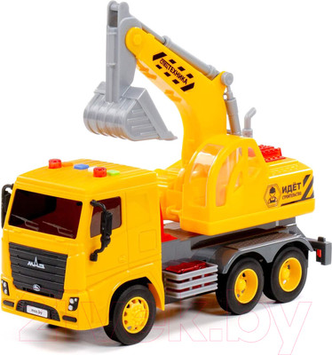 Экскаватор игрушечный Полесье МАЗ инерционный со светом и звуком / 94049