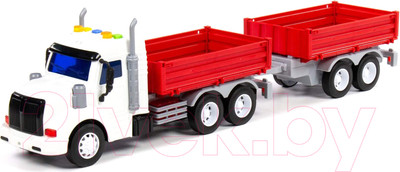 Трейлер игрушечный Полесье Профи Бортовой с прицепом со светом и звуком / 92557 (инерционный)