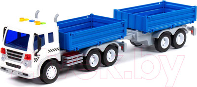 Трейлер игрушечный Полесье Сити Бортовой с прицепом со светом и звуком / 93127 (инерционный)