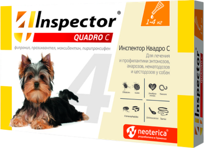 Капли от паразитов INSPECTOR Quadro для собак 1-4кг / I304