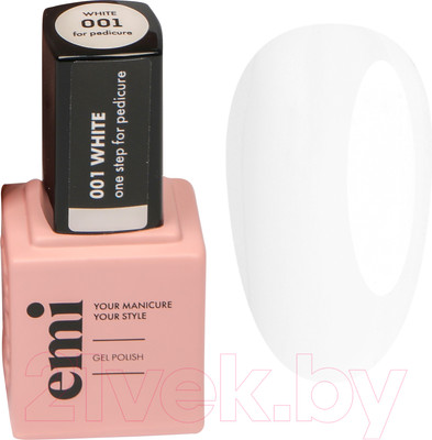 Гель-лак для ногтей E.Mi E.MiLac For Pedicure Белый №1  (9мл)