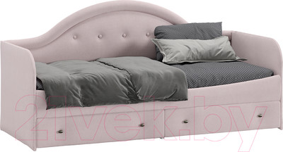 Кровать-тахта ТриЯ Адель тип 1 с мягкой спинкой 80x200 (велюр пудровый)