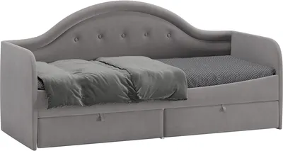 Кровать-тахта ТриЯ Адель тип 1 с мягкой спинкой 80x200 (велюр светло-серый)