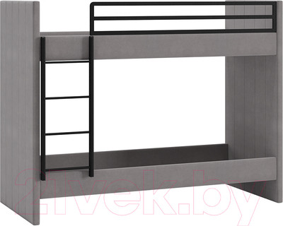 Двухъярусная кровать ТриЯ Дарси с мягкой обивкой (велюр светло-серый)