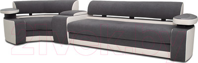 Диван угловой Петрамебель Марсель правый (серый велюр/велюр белый)