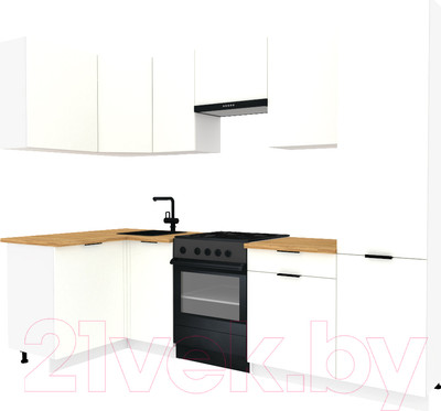 Кухонный гарнитур ВерсоМебель Эко-2 1.2x2.7 левая (белый фасадный/ст.золотистый дуб)