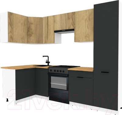 Кухонный гарнитур ВерсоМебель Эко-2 1.2x2.7 левая (дуб крафт золотой/антрацит/ст.золотистый дуб)