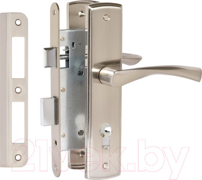 Замок врезной Vettore 7255-2 SN с ручкой (сатин)