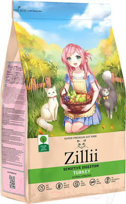 Сухой корм для кошек Zillii Sensitive Digestion Cat индейка / 5658121 (2кг)