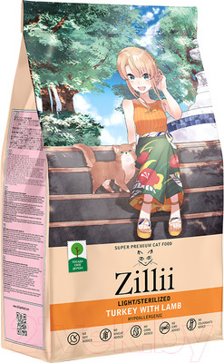 Сухой корм для кошек Zillii Light/Sterilized Cat индейка с ягненком / 5658131 (2кг)