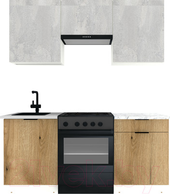 Кухонный гарнитур ВерсоМебель Эко-2 1.8 (бетонный камень/дуб эвок прибрежный/ст.мрамор итальянский)