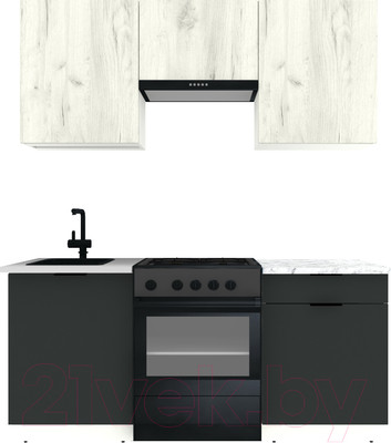 Кухонный гарнитур ВерсоМебель Эко-2 1.8 (дуб крафт белый/антрацит/ст.мрамор итальянский)