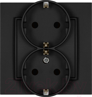 Розетка Karlik Mini 12MGP-2sp 2Х2P+Z (черный матовый)