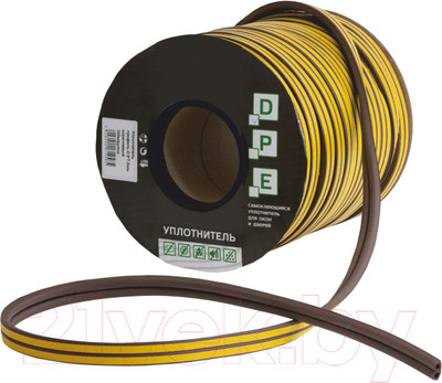 Лента уплотнительная Vettore D-профиль BR (9x7.5мм, 100м, коричневый)